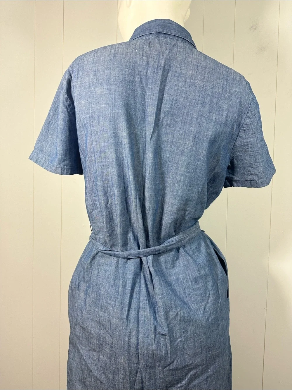 J crew Size 6 Denim Shirt Dress Womens Short Sleeve Button Down Belted Casual